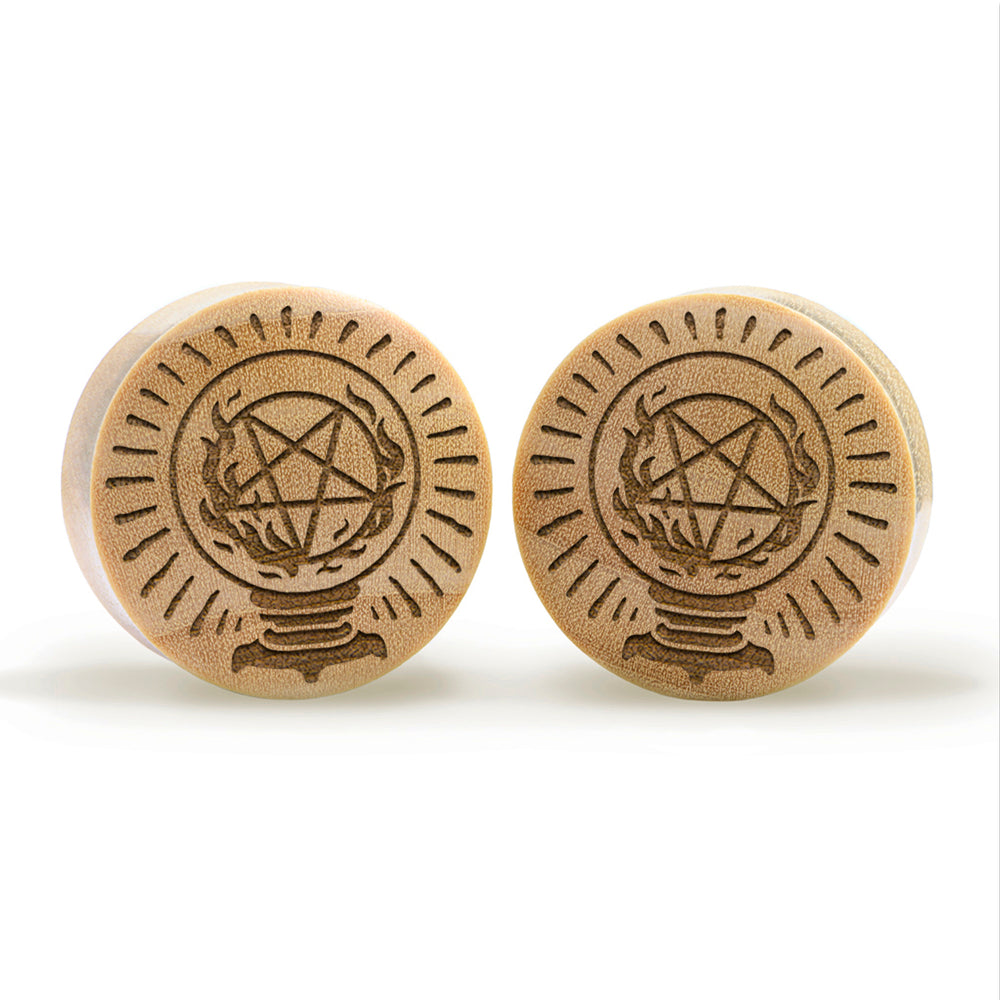 Crystal Ball Plug / Gauge - Crocodile Wood | Convex Double Flare - Lasered To Order In House At Custom Plugs HQ