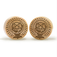 Crystal Ball Plug / Gauge - Crocodile Wood | Convex Double Flare - Lasered To Order In House At Custom Plugs HQ