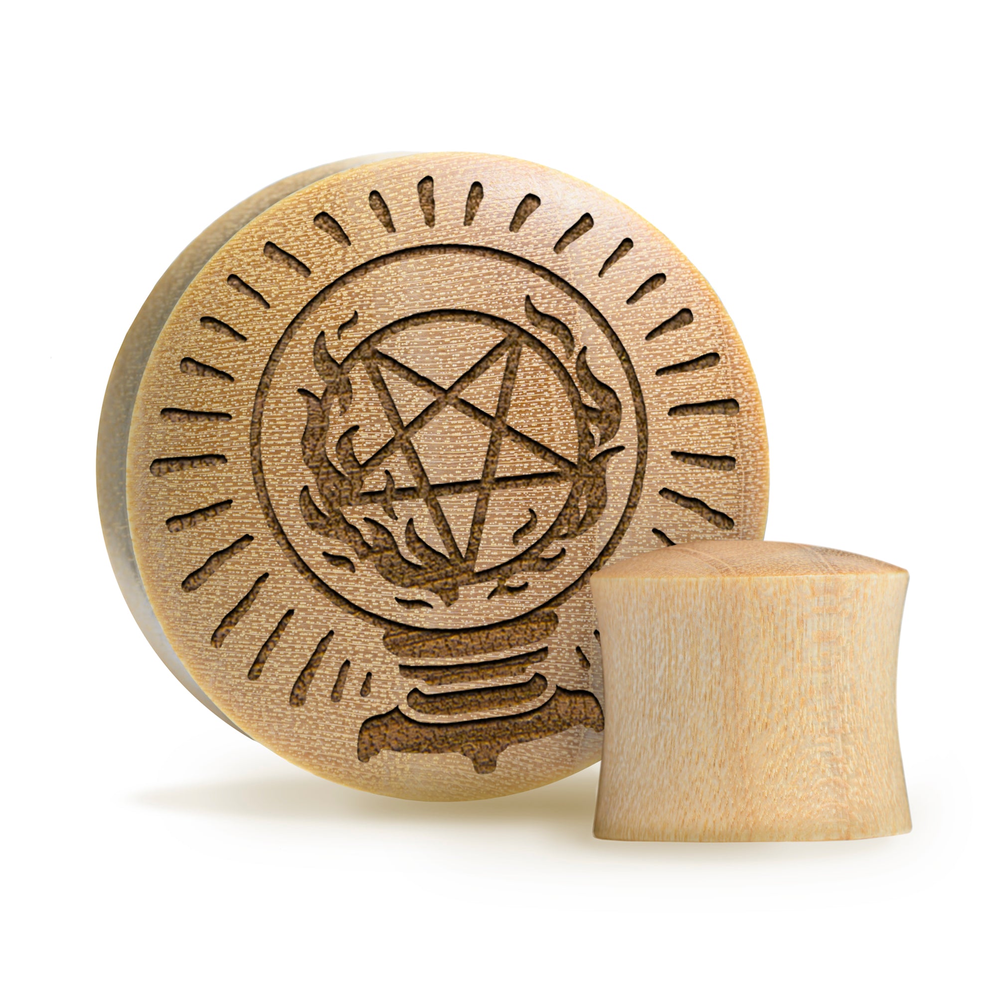Crystal Ball Plug / Gauge - Crocodile Wood | Convex Double Flare - Lasered To Order In House At Custom Plugs HQ