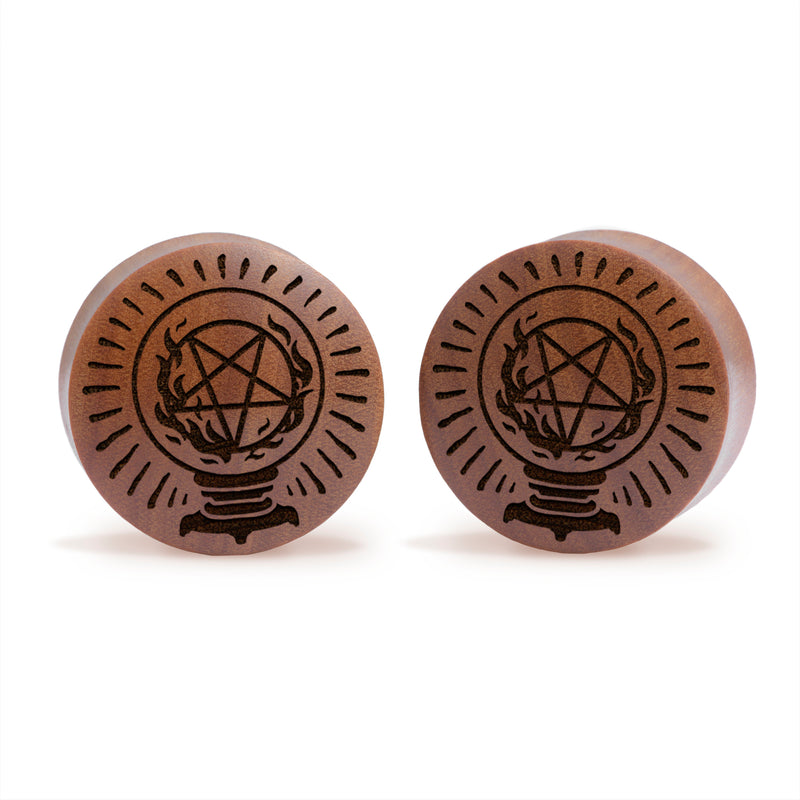Plug boule de cristal / Gauge - bois de Saba | double flare convexe