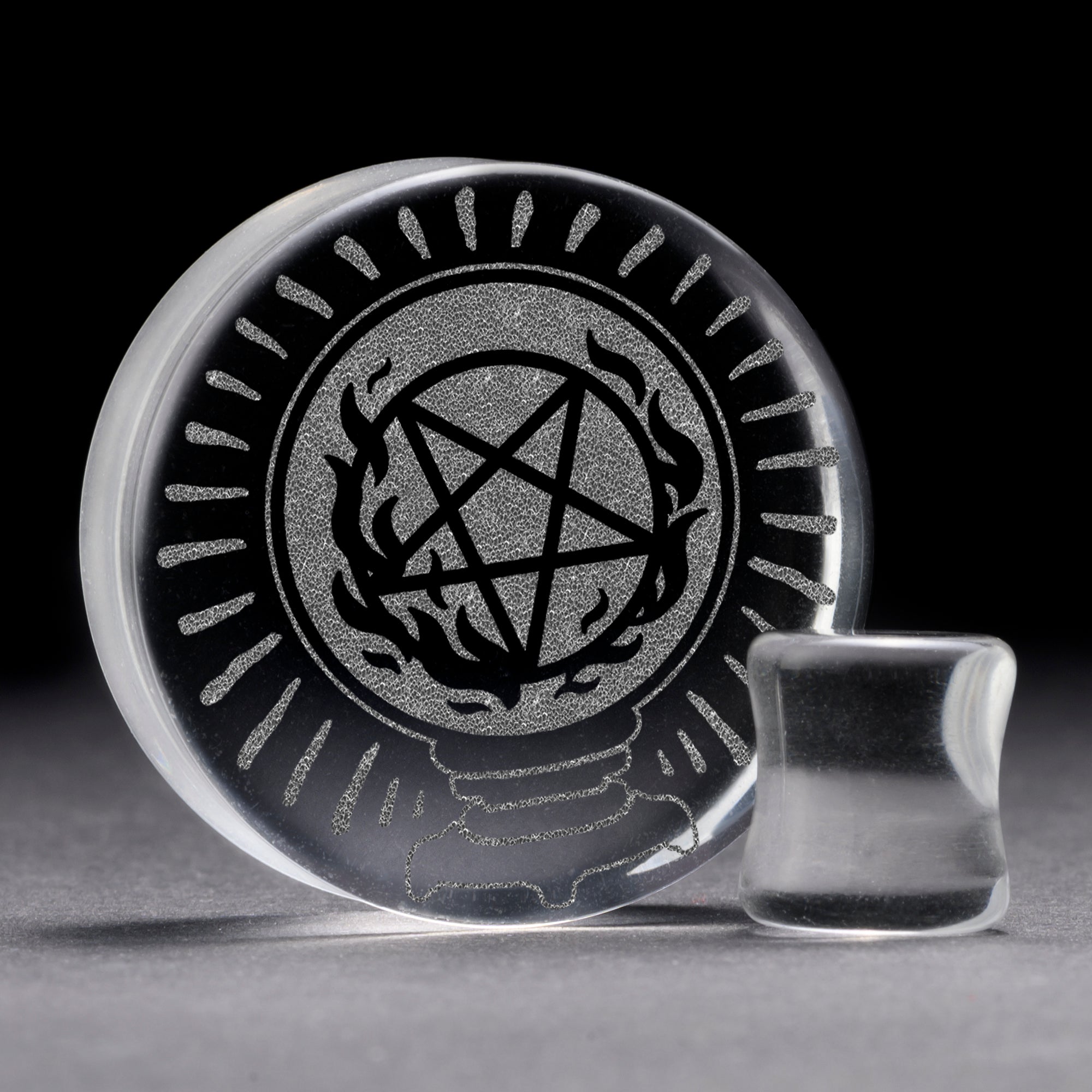 Crystal Ball Plug / Gauge - Clear Glass | Flat Faced Double Flare