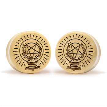 Crystal Ball Plug / Gauge - Crocodile Wood | Flat Faced Double Flare