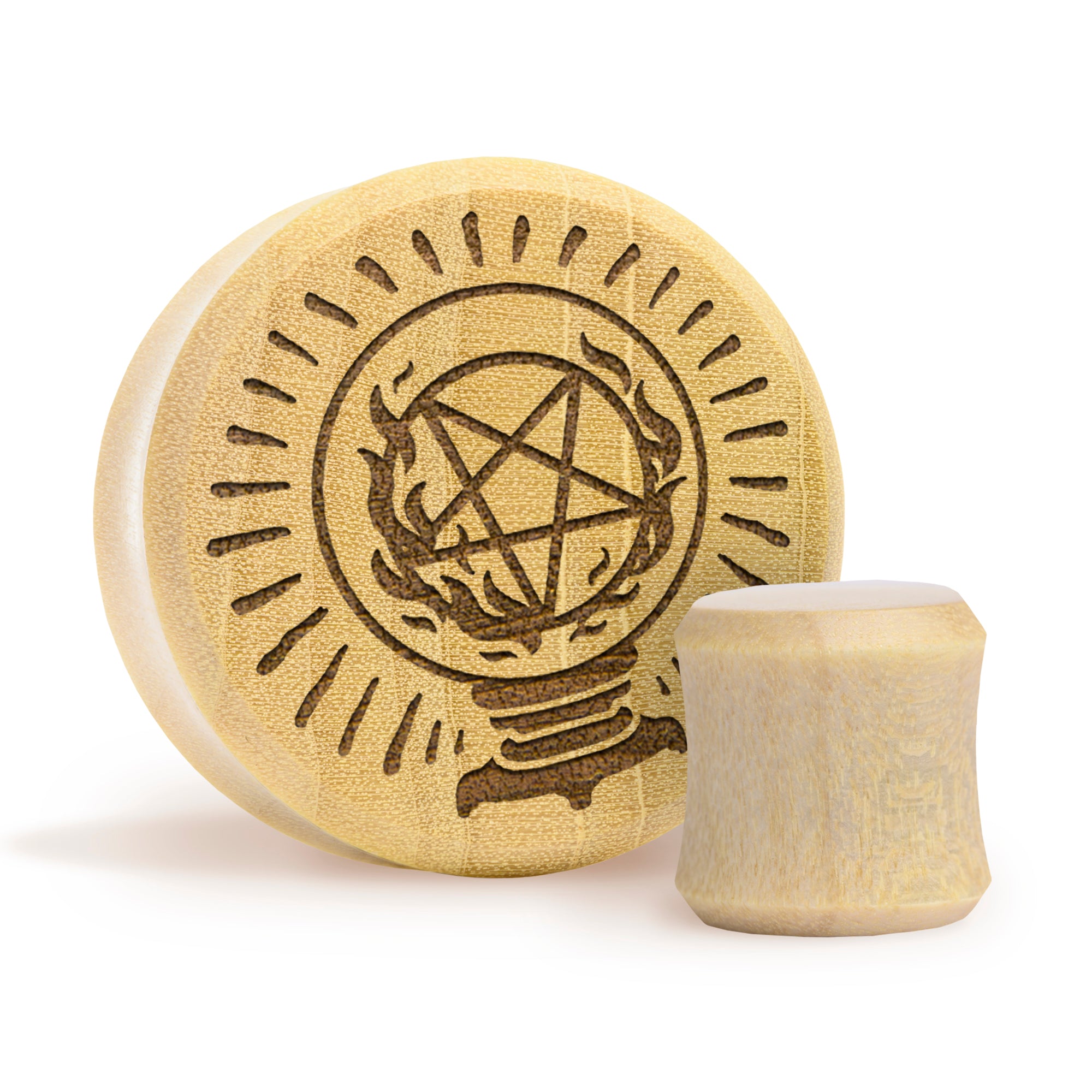 Kristallkugel Plug / gauge - Krokodilholz | Doppelaufgeweitet mit flachem Gesicht