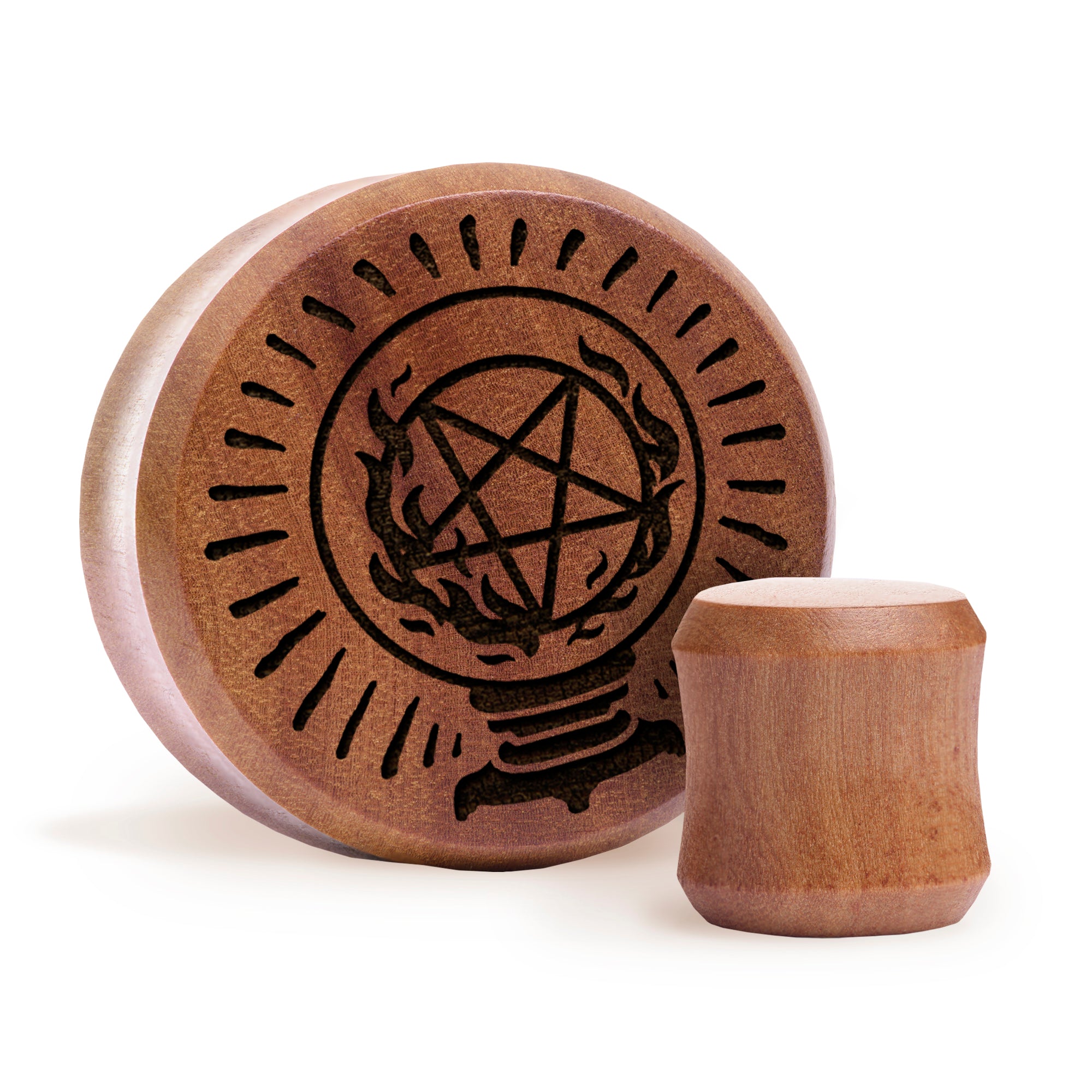 Kristallkugel Plug / gauge - Saba Wood | Doppelaufgeweitet mit flachem Gesicht