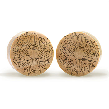Linienmandala Zierstattoo Plug / gauge - klares Glas | Doppelaufgeweitet mit flachem Gesicht