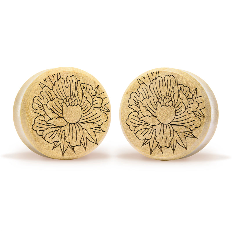 Peony Plug / calibre - bois crocodile | Double flare à face plate