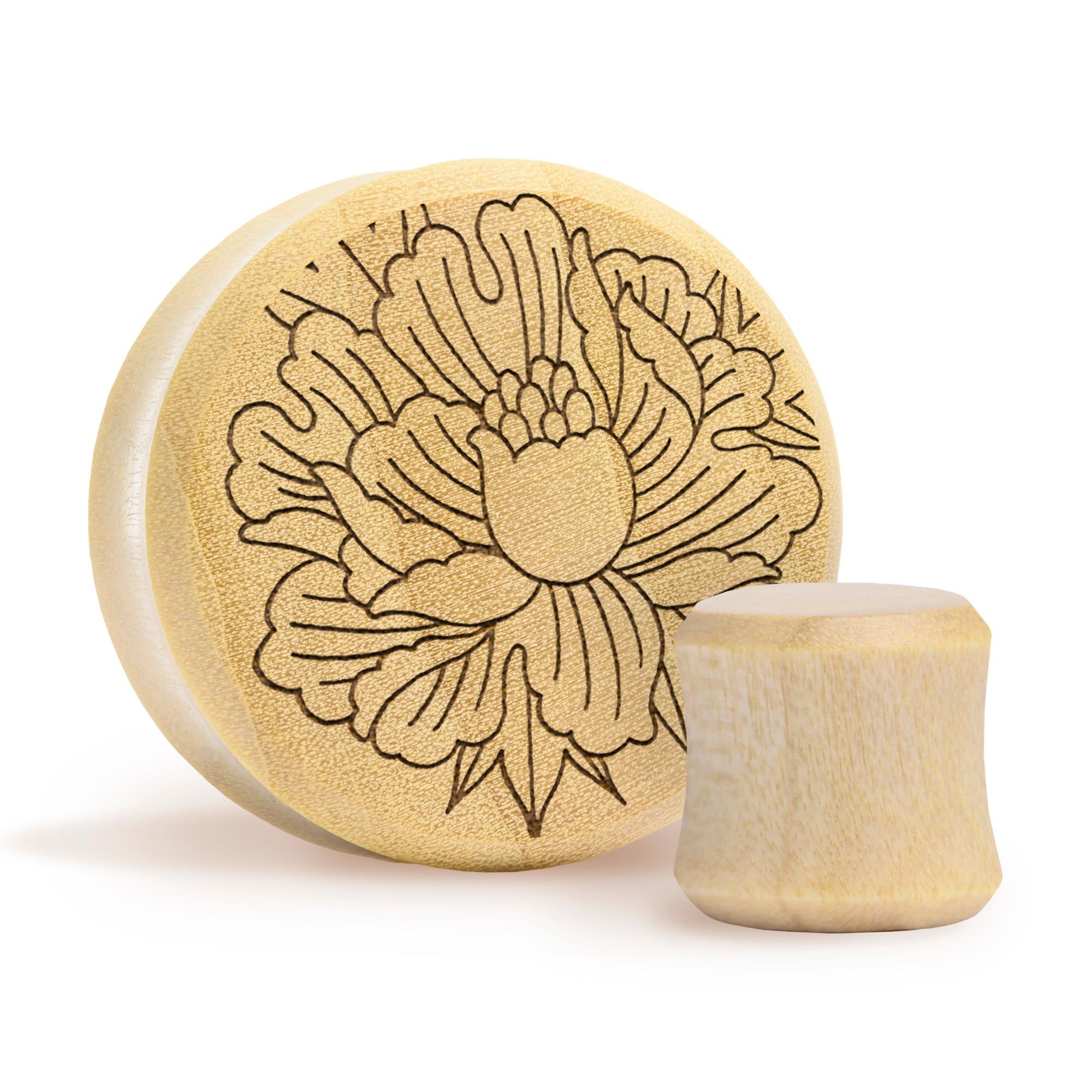 Peony Plug / Gauge - Crocodile Wood | Flat Faced Double Flare
