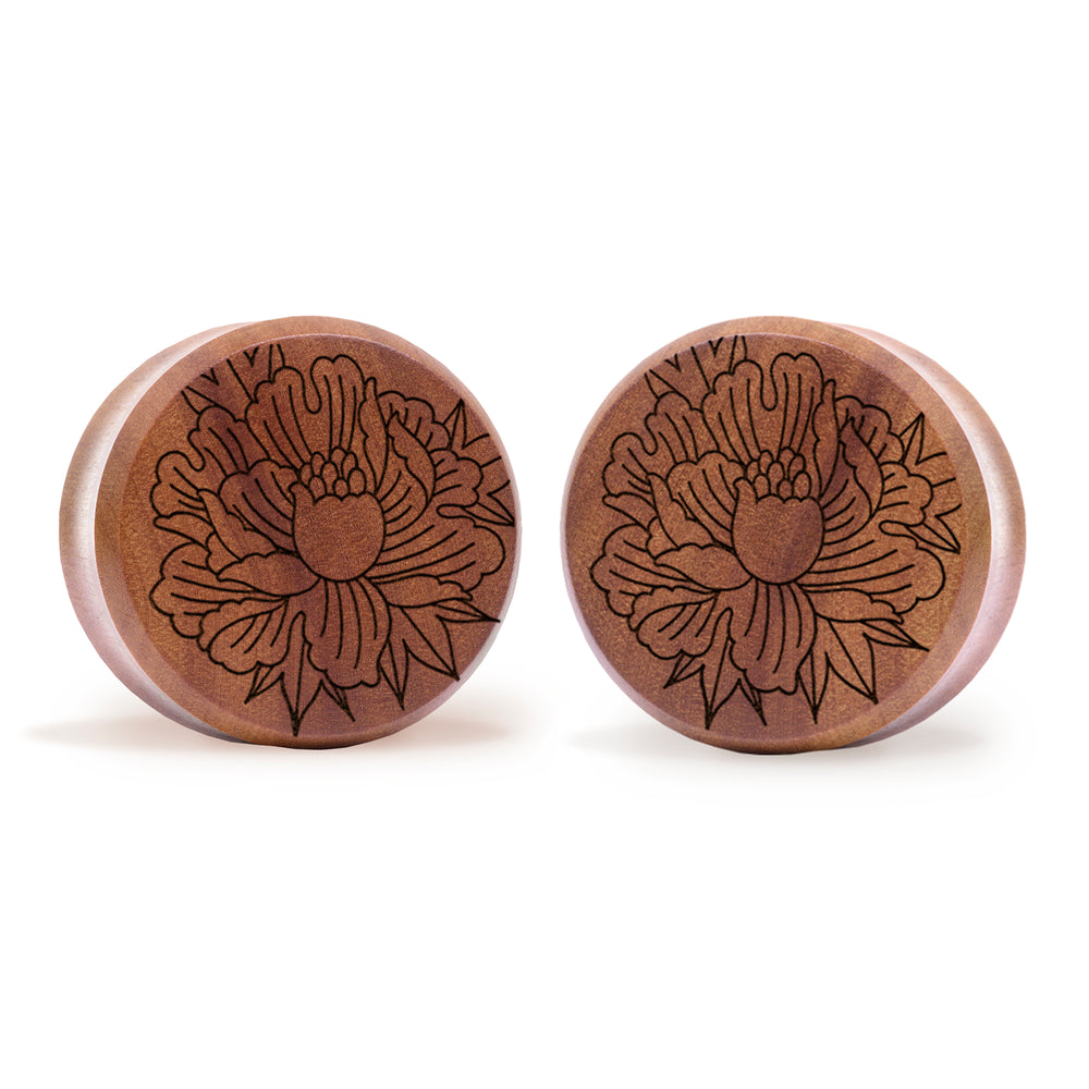 Pfingstrosenplug / gauge - Saba Wood | Doppelaufgeweitet mit flachem Gesicht