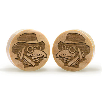 Avocado  Plug / Gauge - Teardrop Crocodile Wood | Flat Faced Double Flare