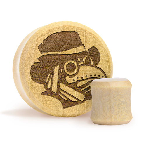 Plague Doctor Plug / Gauge - Crocodile Wood | Flat Faced Double Flare