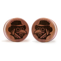 Plague Doctor Plug / Gauge - Saba Wood | Flat Faced Double Flare - Lasered To Order In House At Custom Plugs HQ