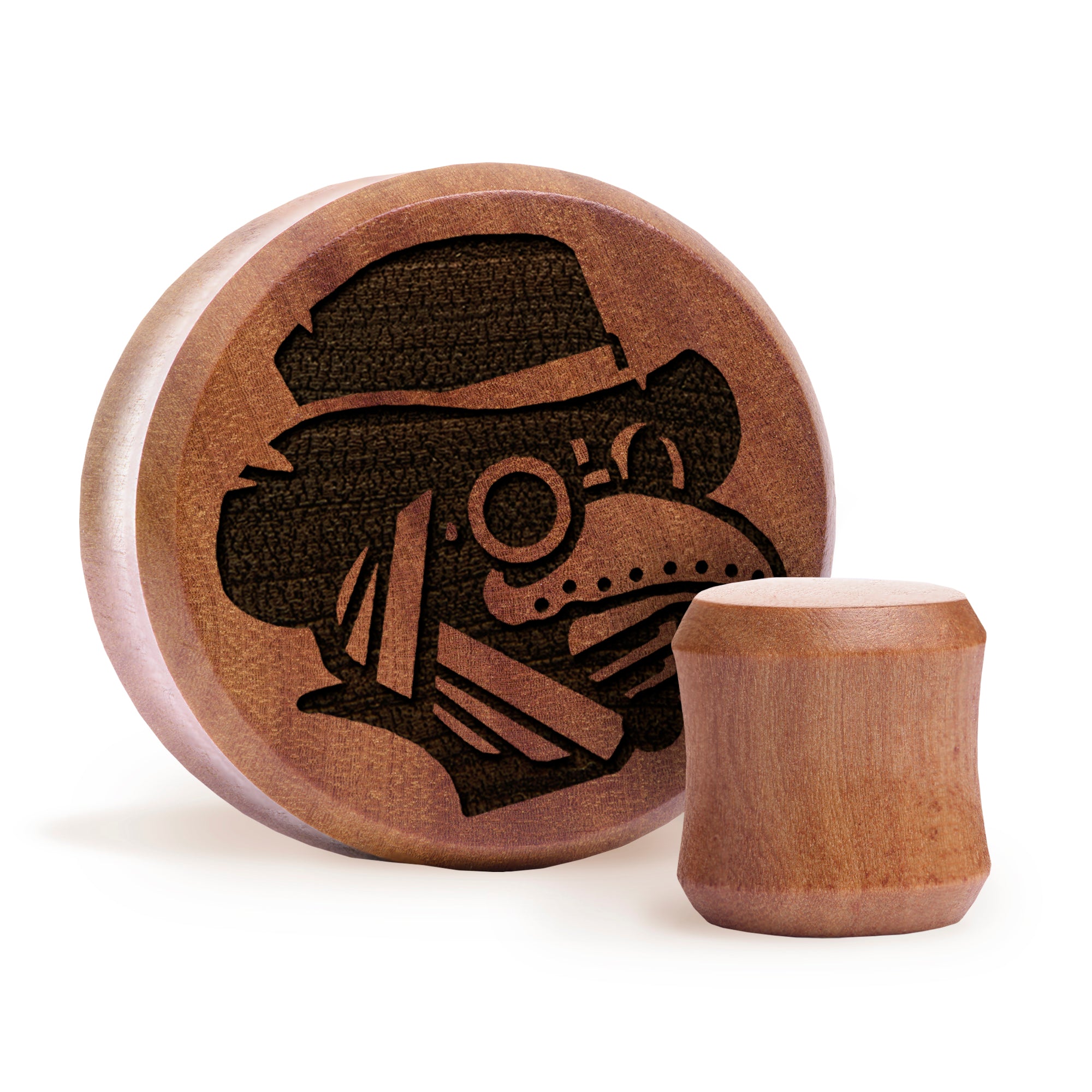Plague Doctor Plug / Gauge - Saba Wood | Flat Faced Double Flare