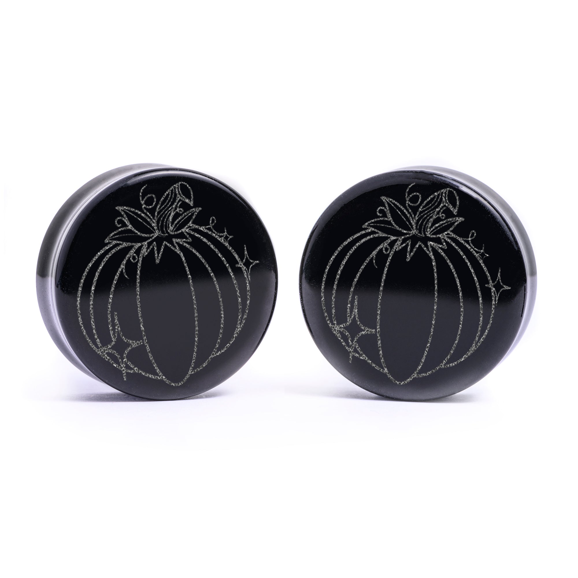 Shark Plug / Gauge - Teardrop Black Glass | Flat Faced Double Flare