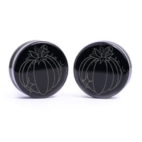 Pumpkin Plug / Gauge - Black Glass | Flat Faced Double Flare - Lasered To Order In House At Custom Plugs HQ