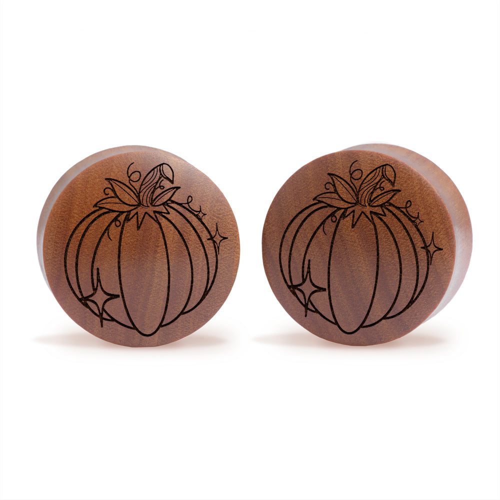 Pumpkin Plug / Gauge - Saba Wood | Convex Double Flare - Lasered To Order In House At Custom Plugs HQ