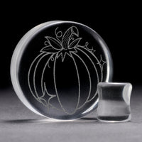 Pumpkin Plug / Gauge - Clear Glass | Flat Faced Double Flare - Lasered To Order In House At Custom Plugs HQ