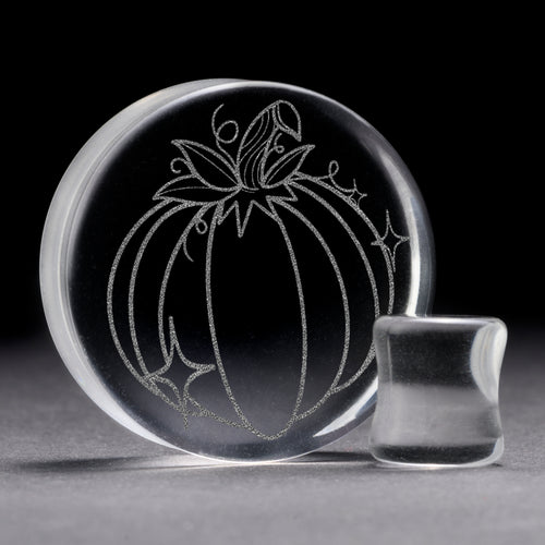 Kürbisplug / gauge - Clear Glass | Doppelaufgeweitet mit flachem Gesicht