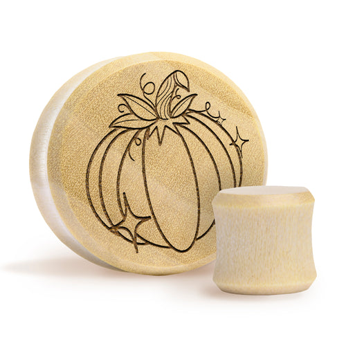 Pumpkin Plug / Gauge - Crocodile Wood | Flat Faced Double Flare