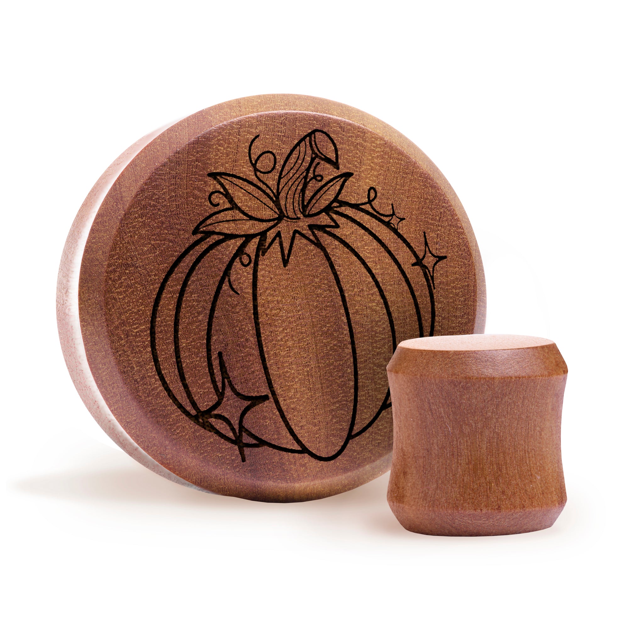 Kürbisplug / gauge - Saba Wood | Doppelaufgeweitet mit flachem Gesicht