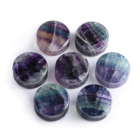 Rainbow Fluorite Stone Plug / Gauge - Double Flare Stone Ear Plugs / Gauge in 6mm (2g) - 40mm (1 9/16")