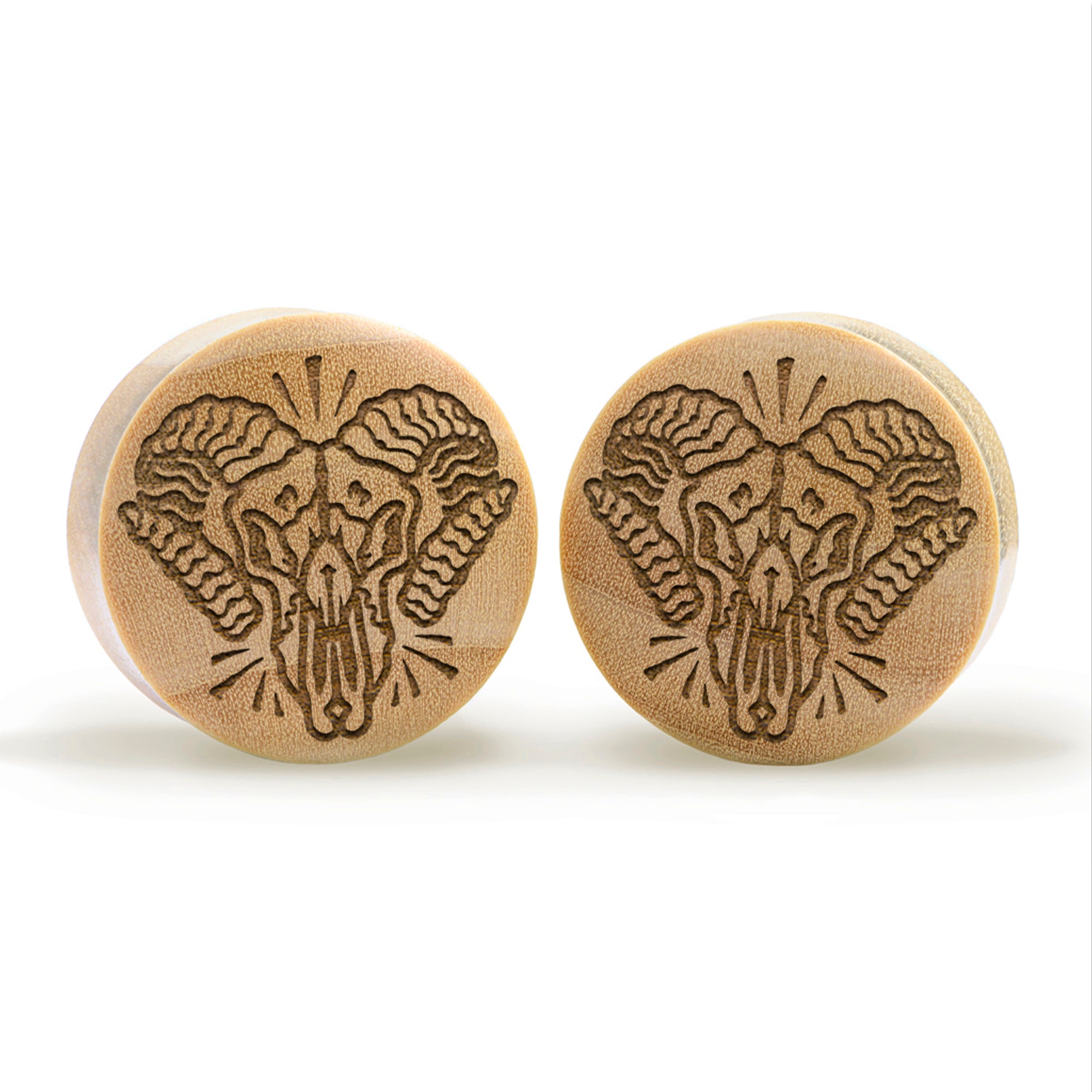 Starburst Mandala Zier Tattoo Plug / gauge - Saba Wood | Doppelaufgeweitet mit flachem Gesicht