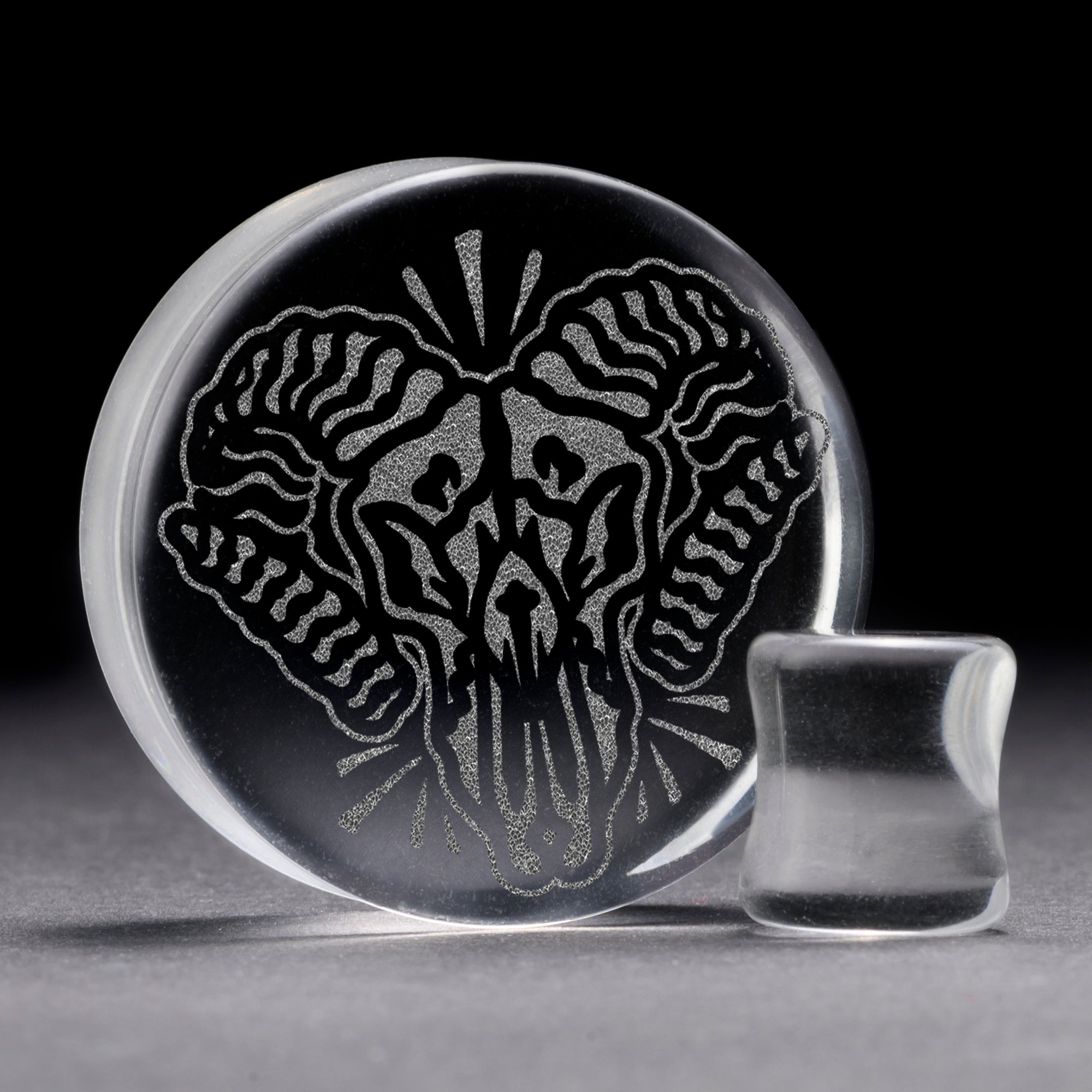RAM -Schädel Plug / gauge - Clear Glass | Doppelaufgeweitet mit flachem Gesicht