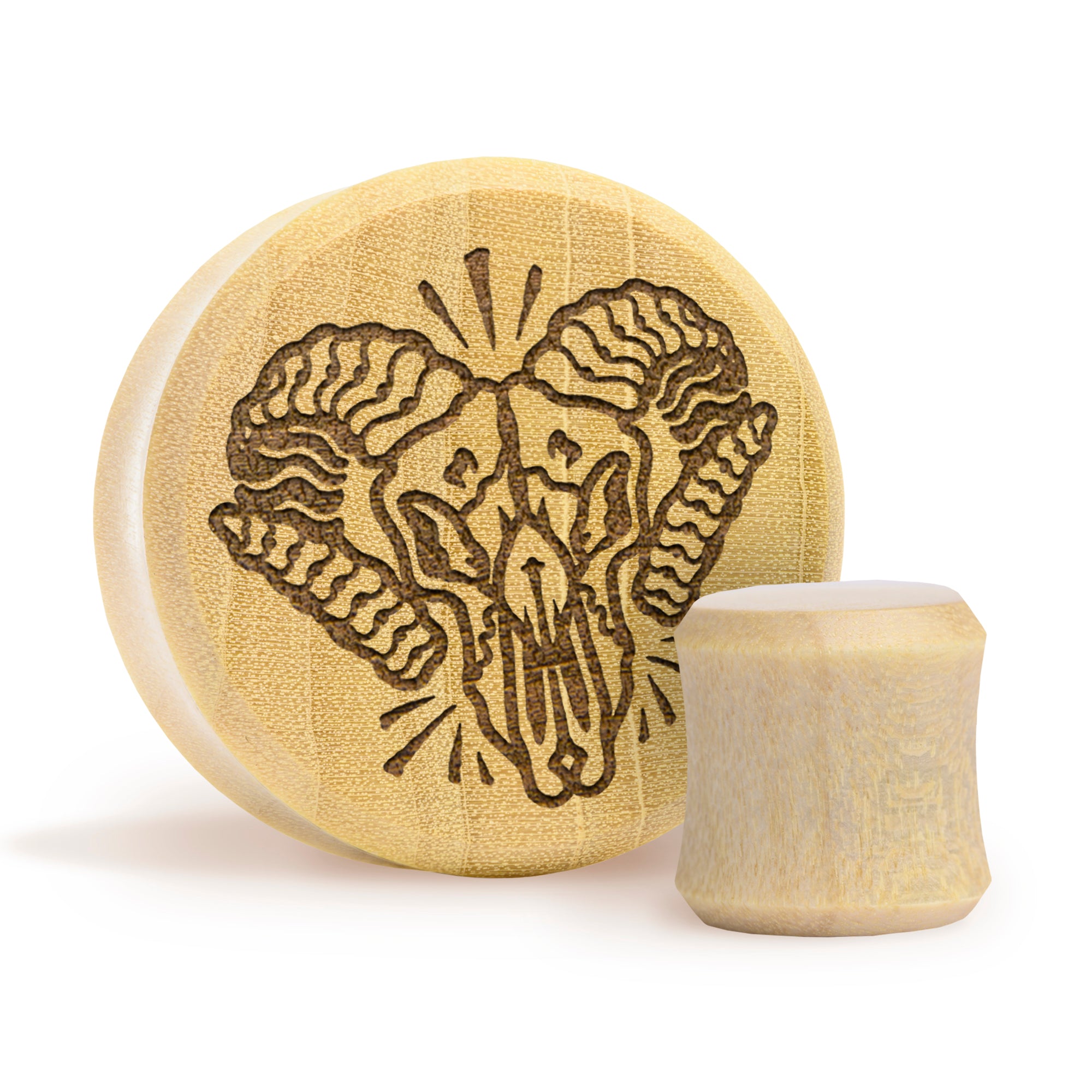 Ram Skull Plug / Gauge - Crocodile Wood | Flat Faced Double Flare