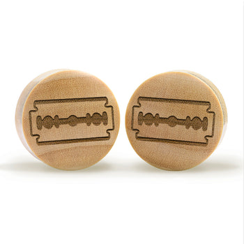 Razor Blade Plug / Gauge - Crocodile Wood | Convex Double Flare