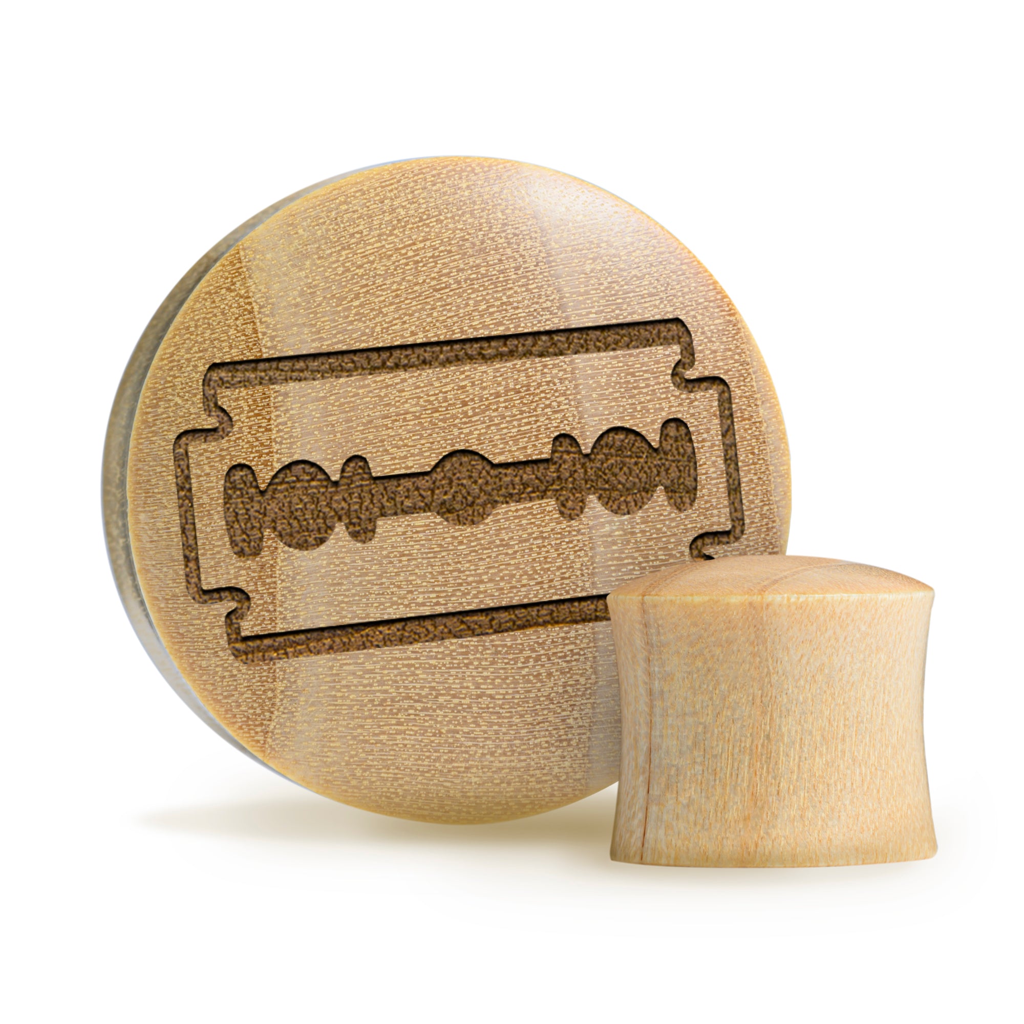 Razor Blade Plug / Gauge - Crocodile Wood | Convex Double Flare - Lasered To Order In House At Custom Plugs HQ