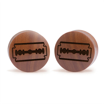 Razor Blade Plug / Gauge - Saba Wood | Convex Double Flare
