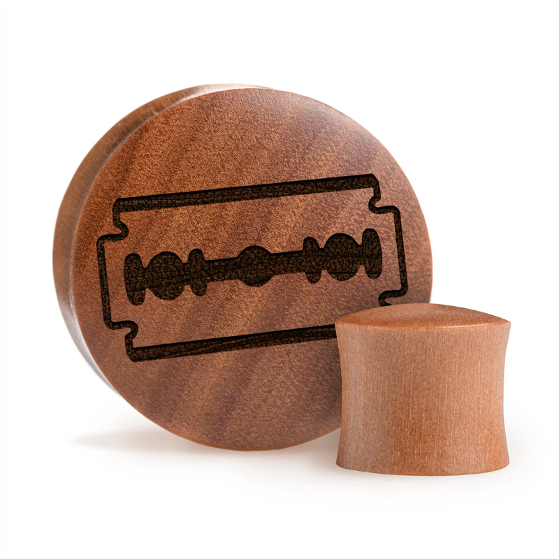 Razor Blade Plug / Jauge - Bois de Saba | Double Flare Convexe