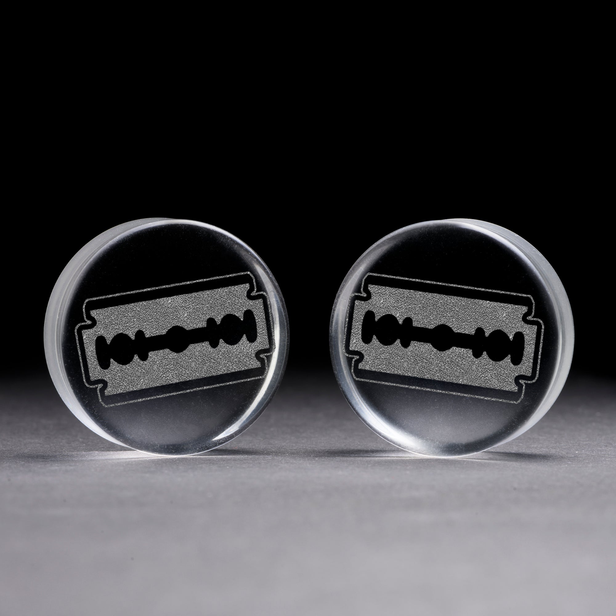 Razor Blade Plug / Gauge - Clear Glass | Flat Faced Double Flare ...