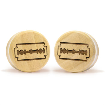 Razor Blade Plug / Gauge - Crocodile Wood | Flat Faced Double Flare