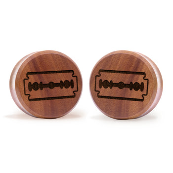 Razor Blade Plug / Gauge - Saba Wood | Flat Faced Double Flare