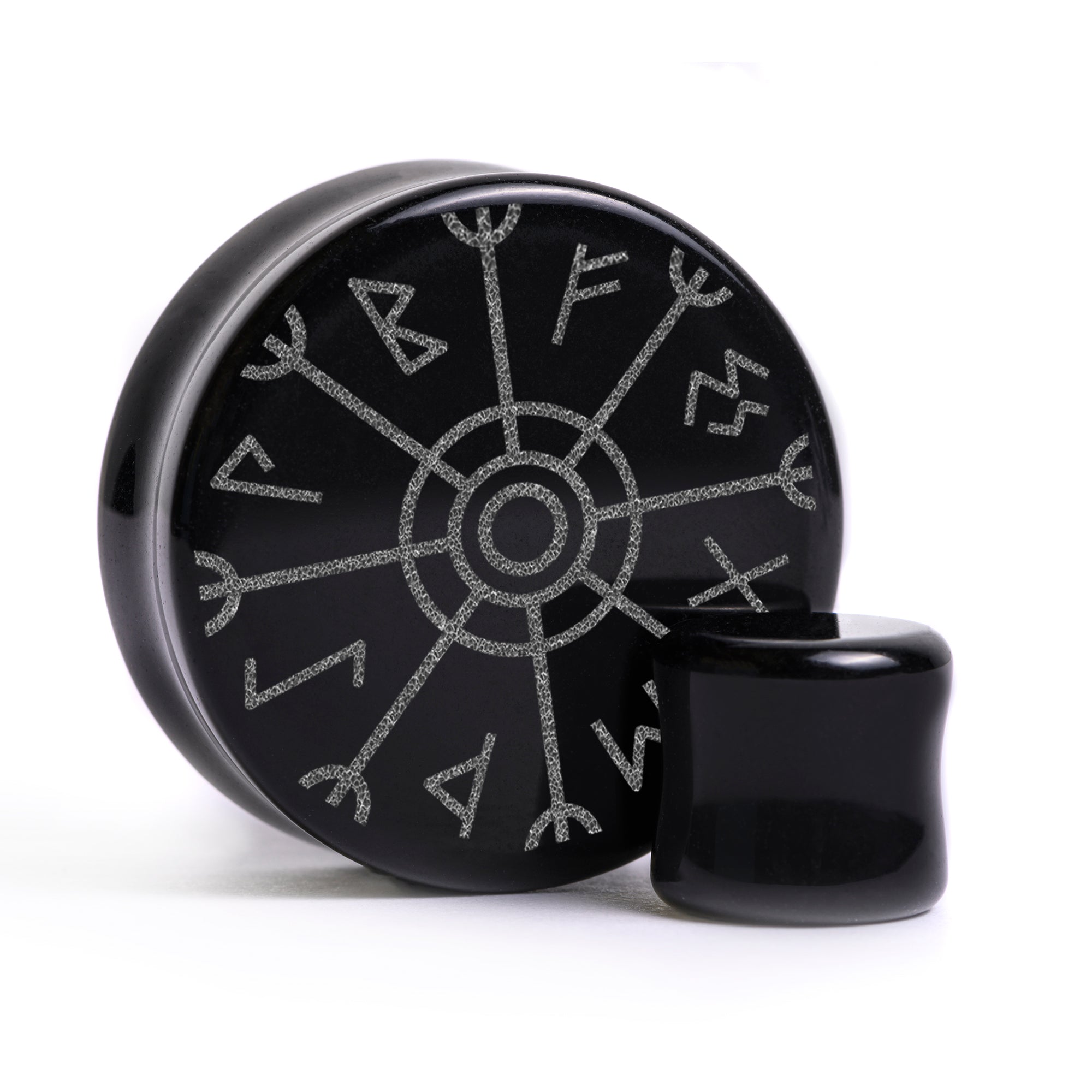 Remy Rune Plug Runic Plug / Gauge - Black Glass | Flat Faced Double Flare – Custom Plugs