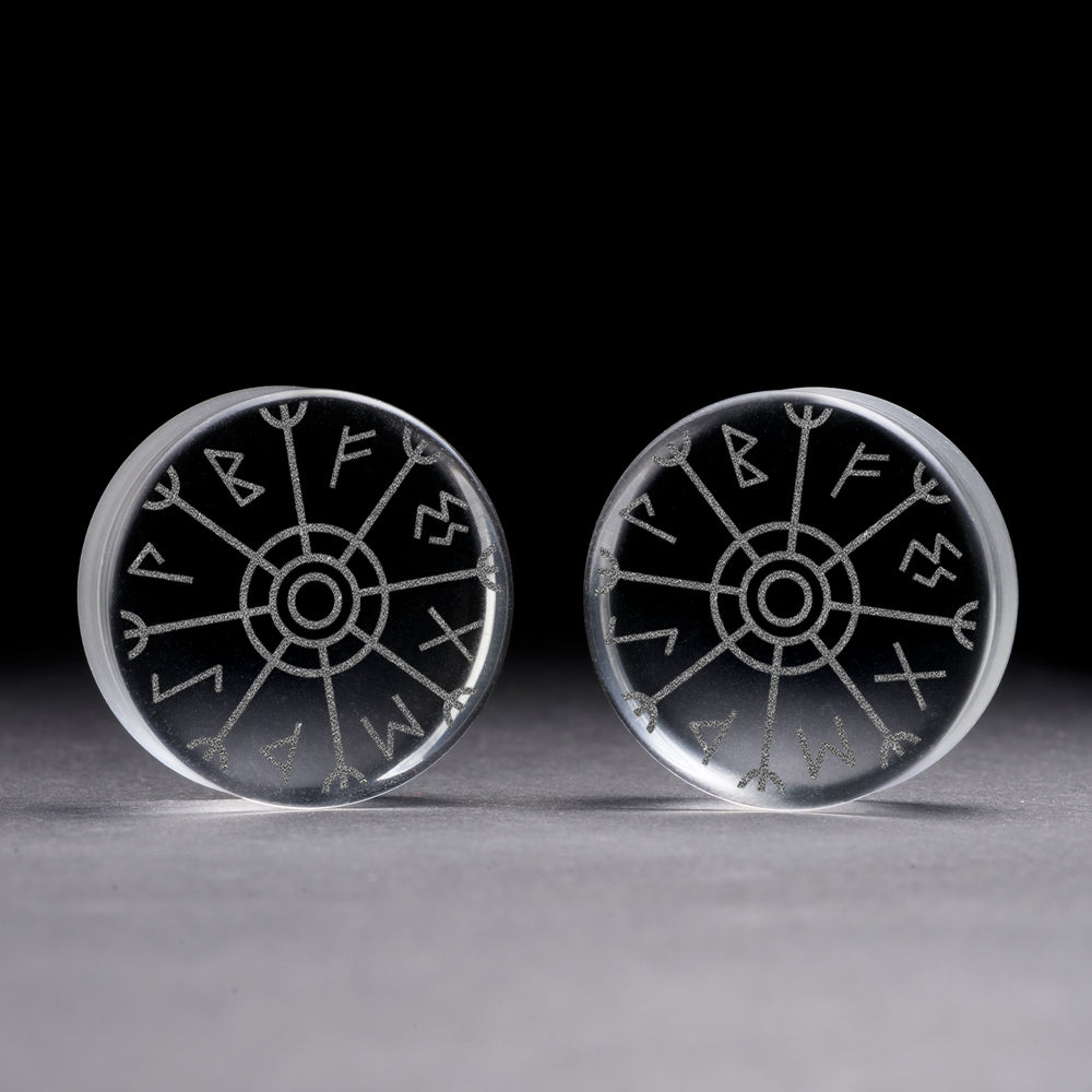 Runic Plug / Gauge - Clear Glass | Doppelaufgeweitet mit flachem Gesicht