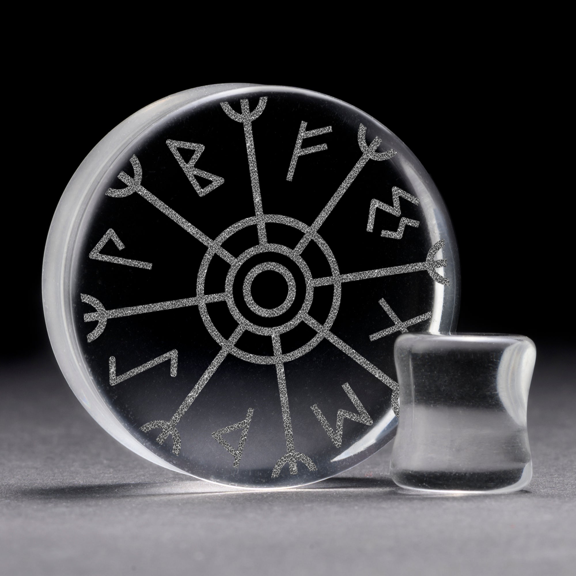 Runic Plug / Gauge - Clear Glass | Flat Faced Double Flare