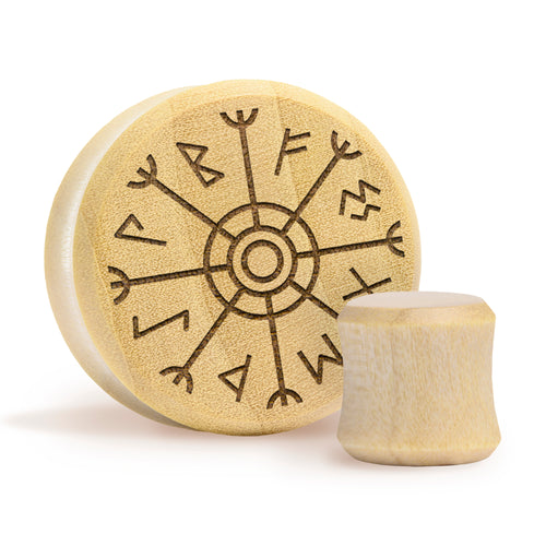 Runic Plug / Gauge - Krokodilholz | Doppelaufgeweitet mit flachem Gesicht