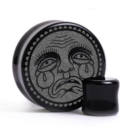 Plug visage triste / calibre - verre noir | double flare à face plate