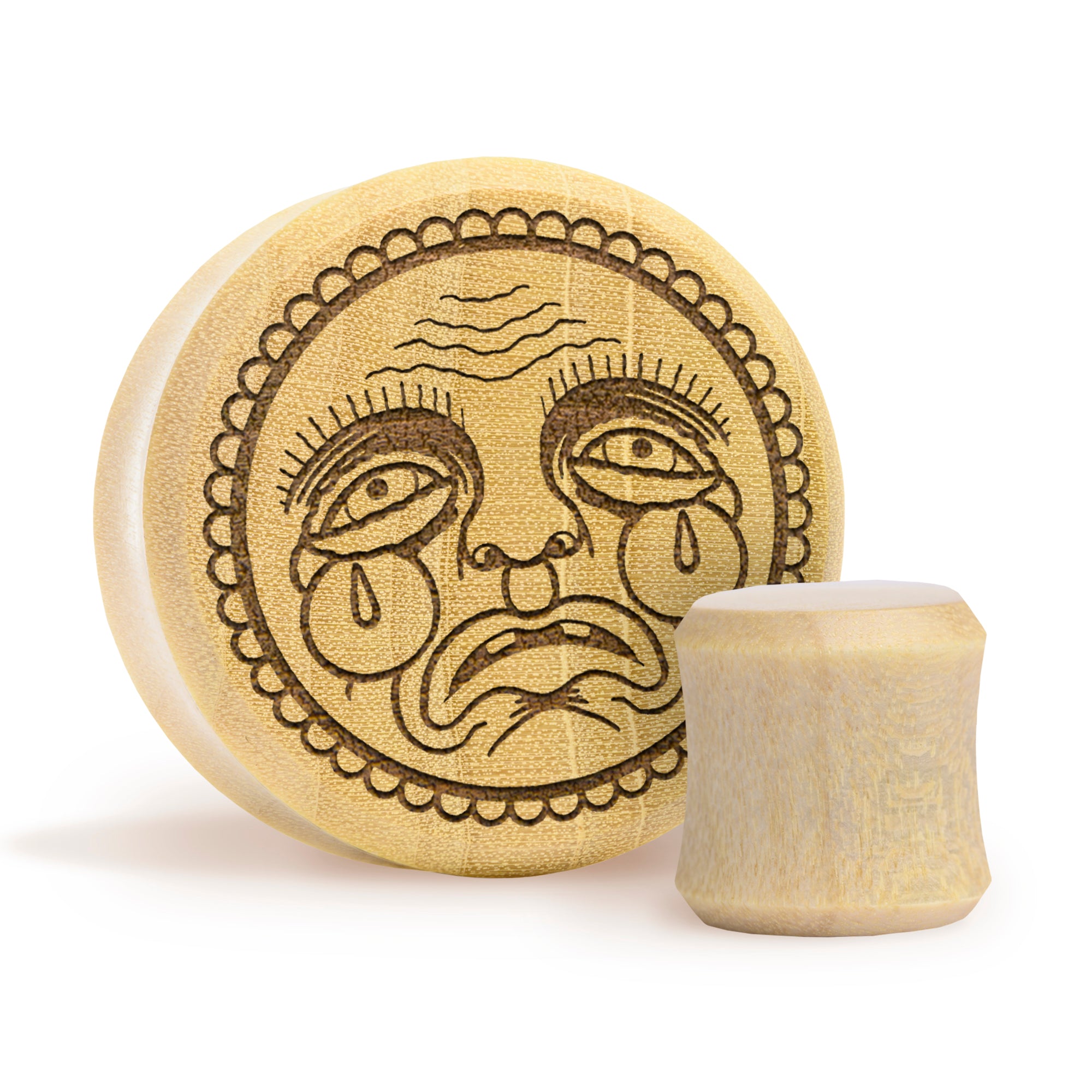 SAD FACE Plug / gauge - Krokodilholz | Doppelaufgeweitet mit flachem Gesicht