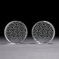 Seigaiha Muster Plug / Gauge - Clear Glass | Doppelaufgeweitet mit flachem Gesicht