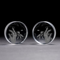 Shadow Demon Plug / Gauge - Clear Glass | Flat Faced Double Flare - Lasered To Order In House At Custom Plugs HQ
