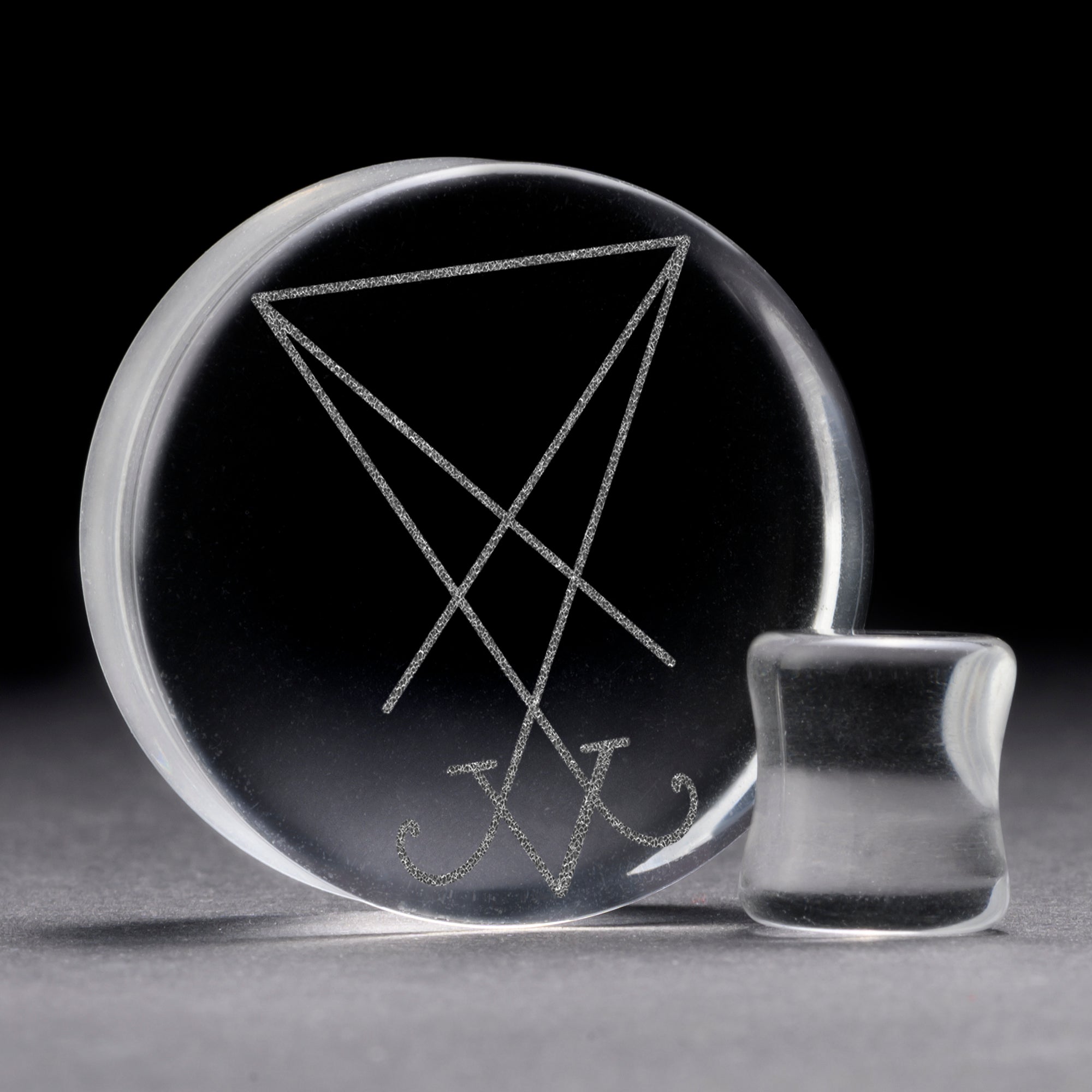 Sigil Plug / Gauge - Clear Glass | Flat Faced Double Flare