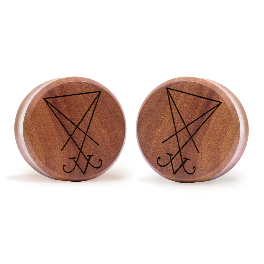 Sigil Plug / Gauge - Saba Wood | Flat Faced Double Flare - Lasered To Order In House At Custom Plugs HQ