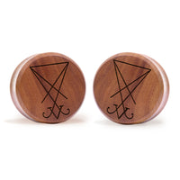 Sigil Plug / Gauge - Saba Wood | Flat Faced Double Flare - Lasered To Order In House At Custom Plugs HQ