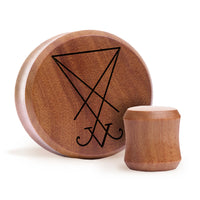 Sigil Plug / Gauge - Saba Wood | Flat Faced Double Flare - Lasered To Order In House At Custom Plugs HQ