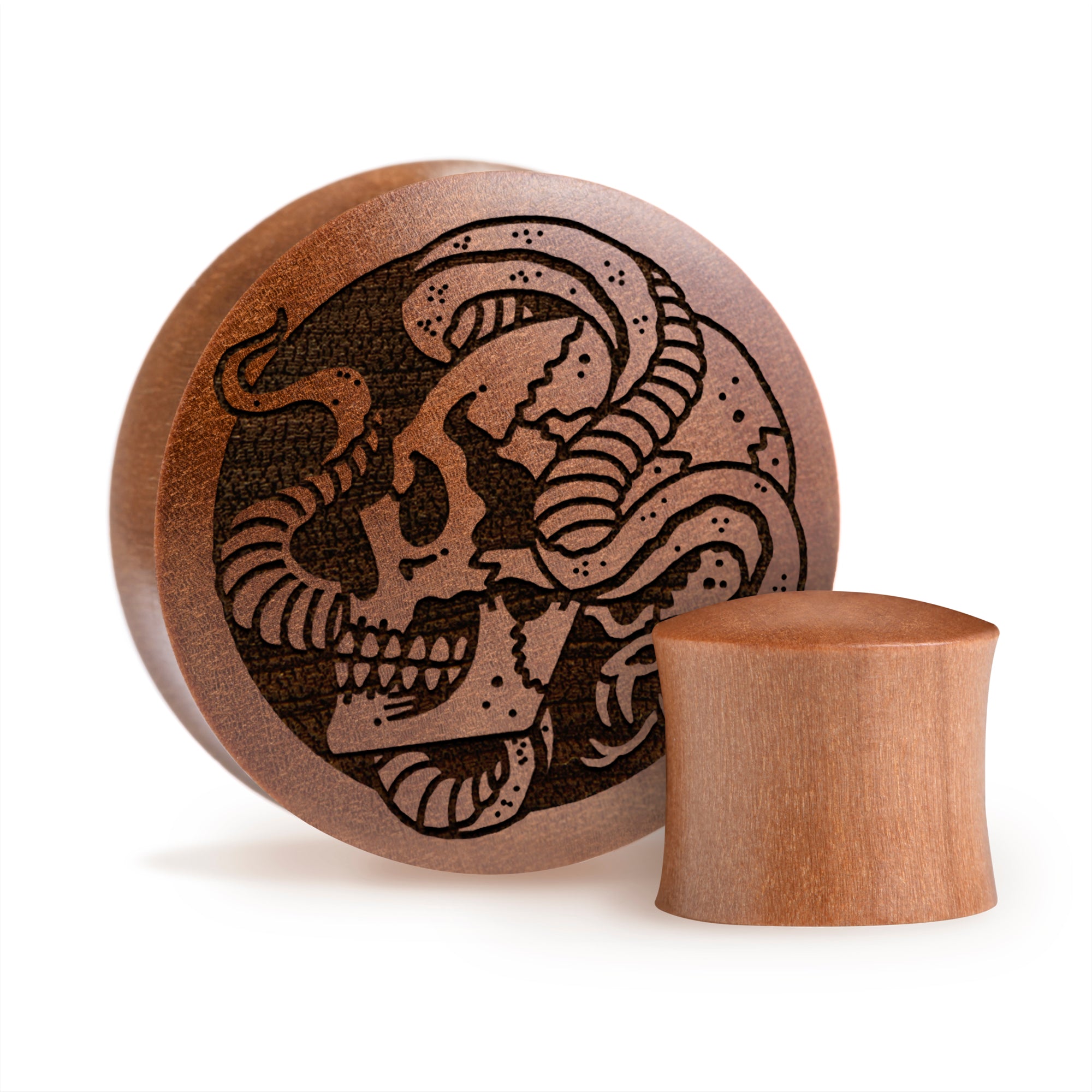 Snake Skull Plug / Gauge - Saba Wood | Convex Double Flare