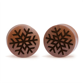 Snowflake Plug / Gauge - Saba Wood | Doppelaufgeweitet mit flachem Gesicht