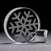 Schneeflockenplug / gauge - klares Glas | Doppelaufgeweitet mit flachem Gesicht