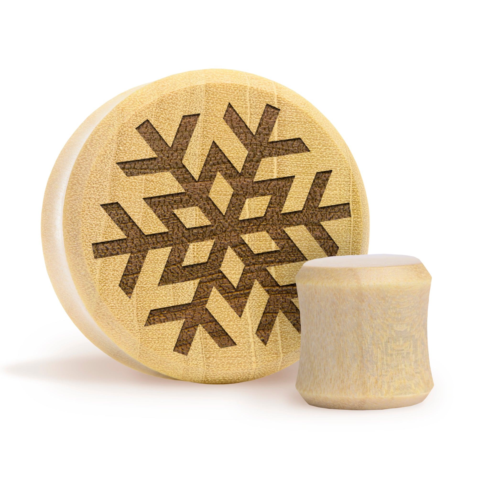 Snowflake Plug / Gauge - Crocodile Wood | Flat Faced Double Flare - Lasered To Order In House At Custom Plugs HQ
